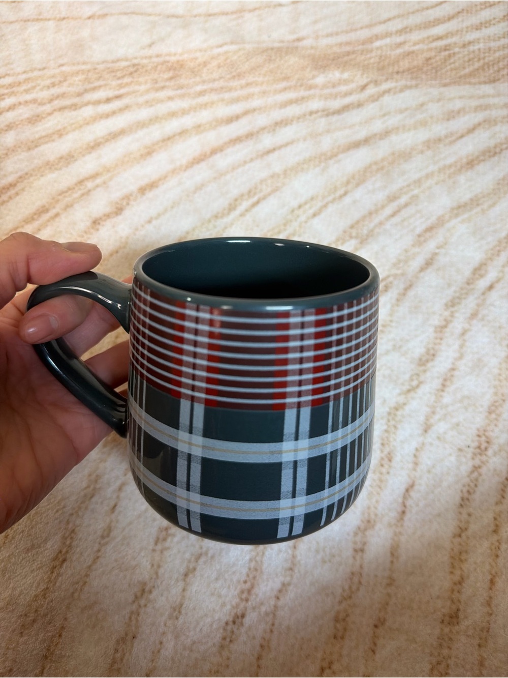 Hearth & Hand Gray and Red Plaid Ceramic Coffee Mug